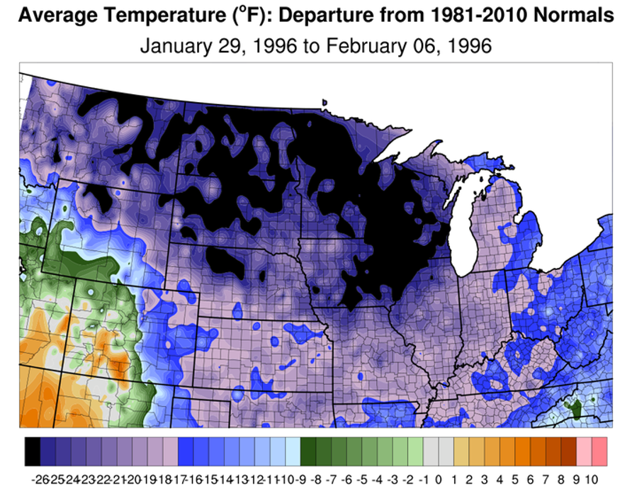 February 1996 Temperatures